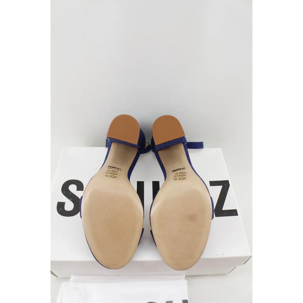 SCHUTZ Enida Slingback Suede High Heel Sandals- Dress Blue, US 8 B‎